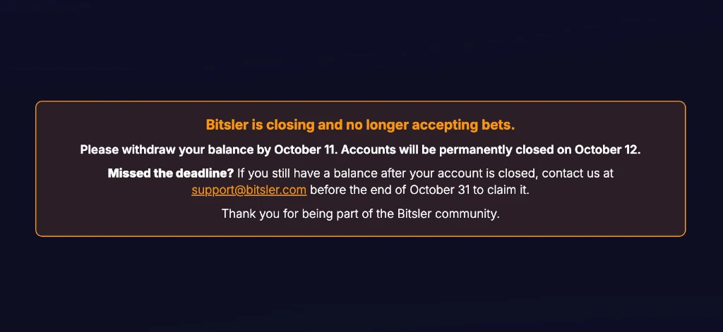 Bitsler Closure