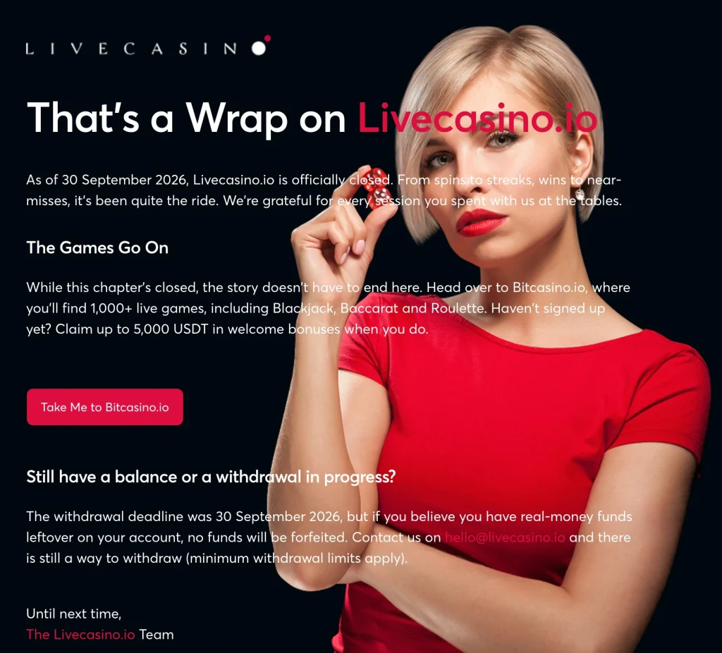 Livecasino.io is closed