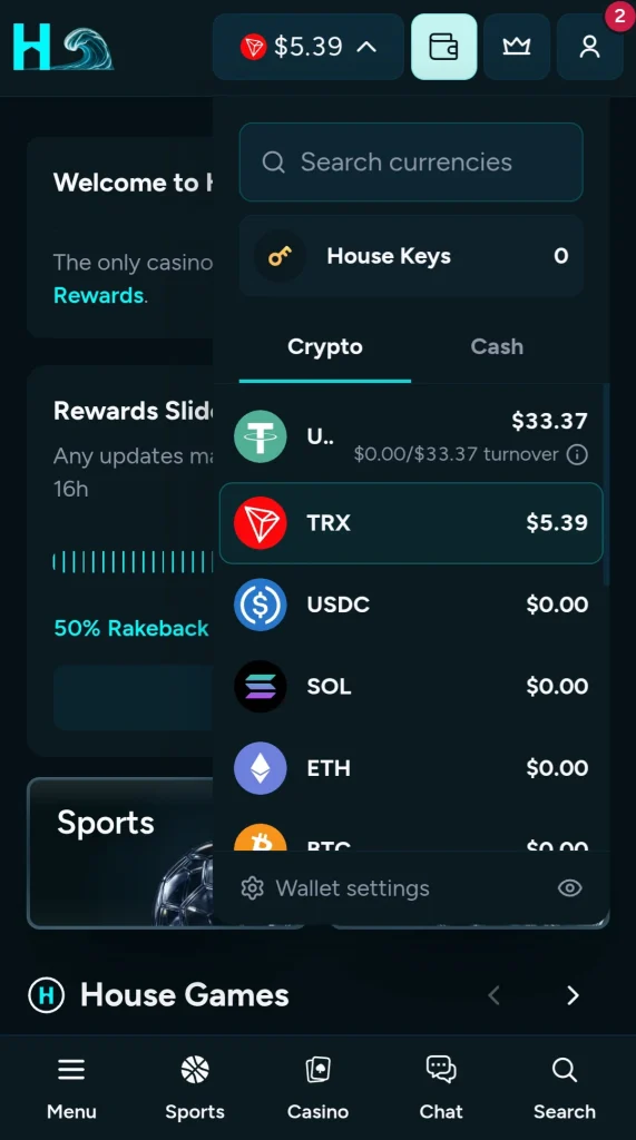 credited Housebets free money