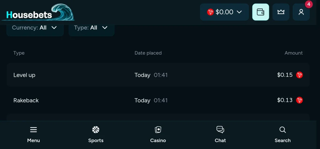 rakeback Housebets